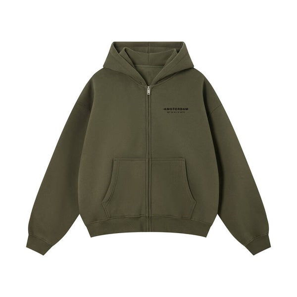 DAAD Unisex Stripe Zipper Hoodie Green