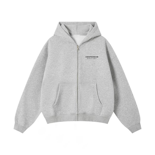 DAAD Unisex Stripe Zipper Hoodie Grey