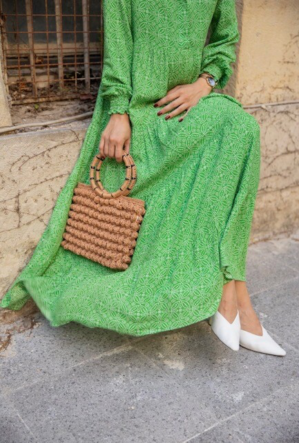 Groene lange jurk met print