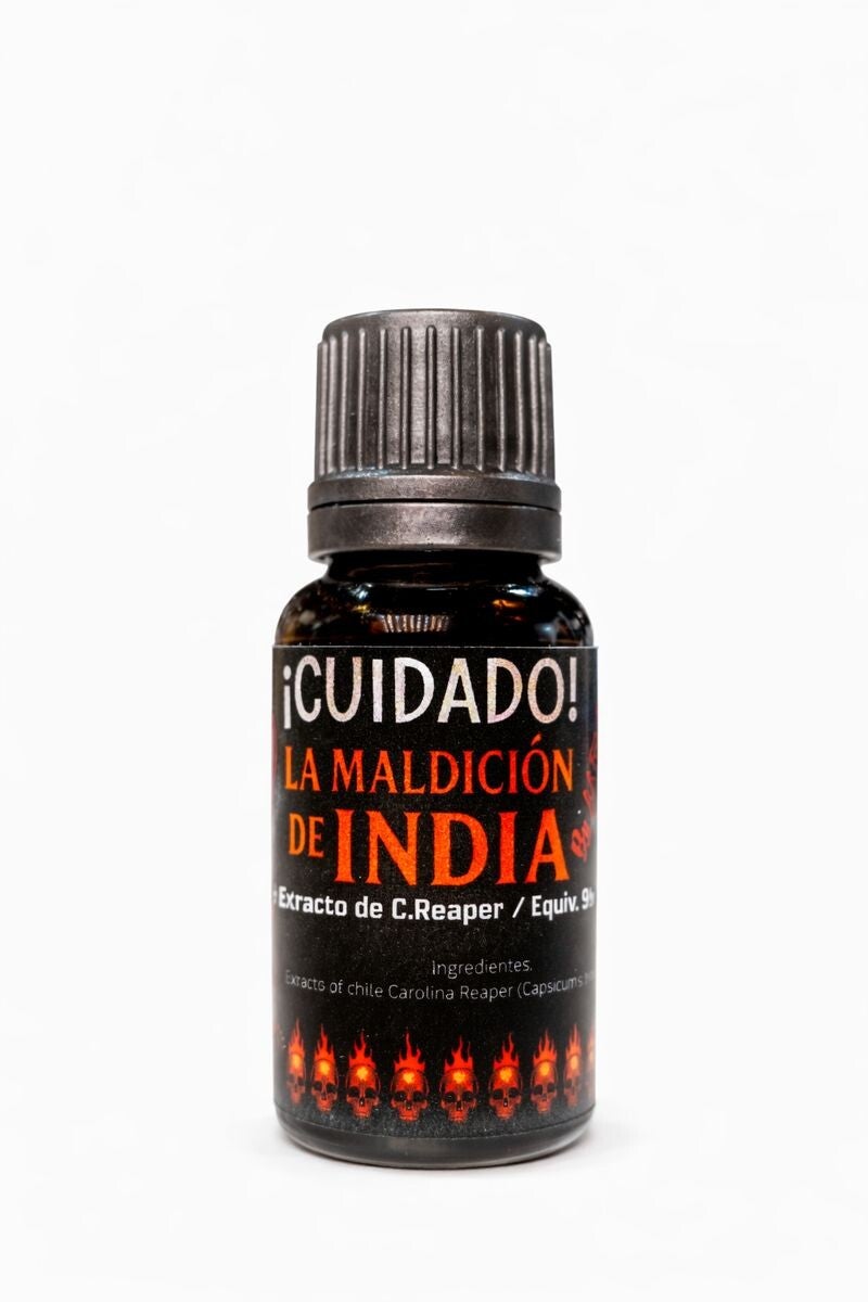 Extracto Picante “La Maldición de India” 15 ML – Carolina Reaper 13M SHU | J.J.Foodie