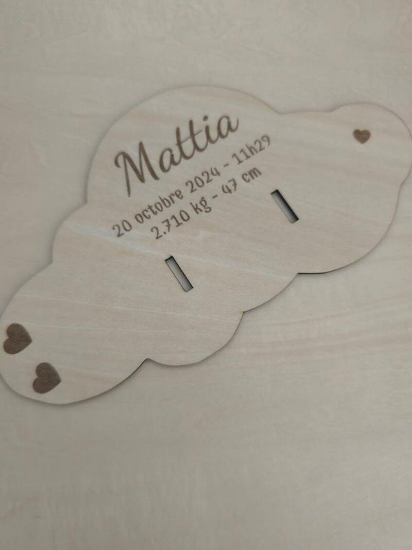 Cadre bracelet de naissance en bois