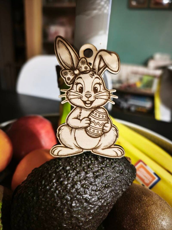Suspension en bois Lapin