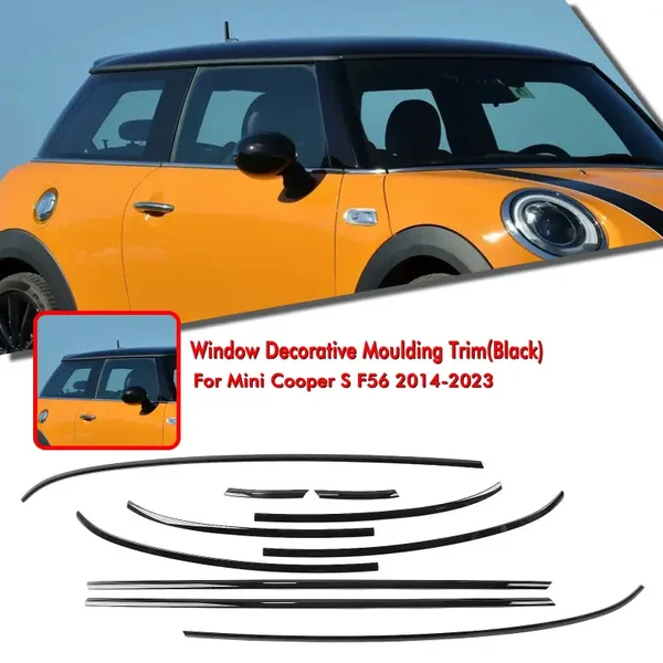 Zwarte trimlijst set voor de mini f56 3 deurs hoogglans zwart