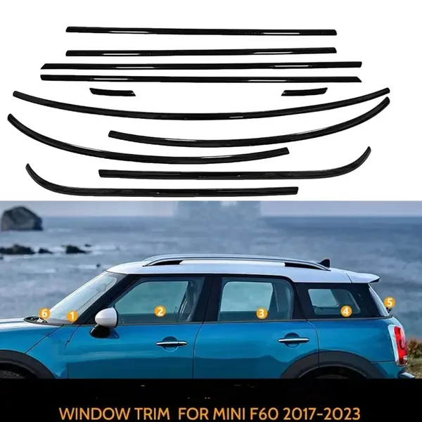Zwarte trimlijst set voor de mini Countryman F60 hooglans zwart