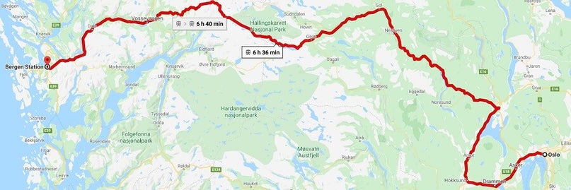 Noorwegen Bergensbanen treinroute Oslo naar Bergen