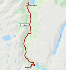 Noorwegen Flåmsbana Railway treinroute