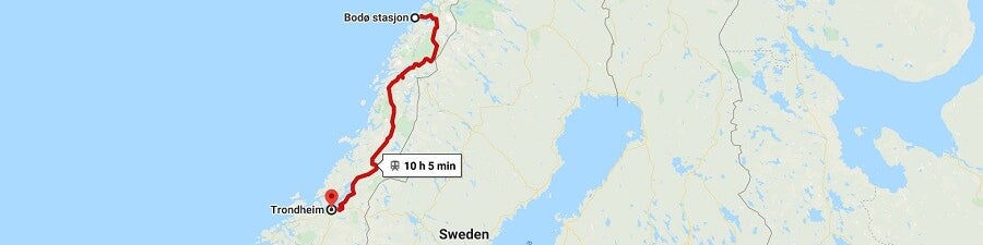 Noorwegen Nordlandsbanen Treinroute landkaart