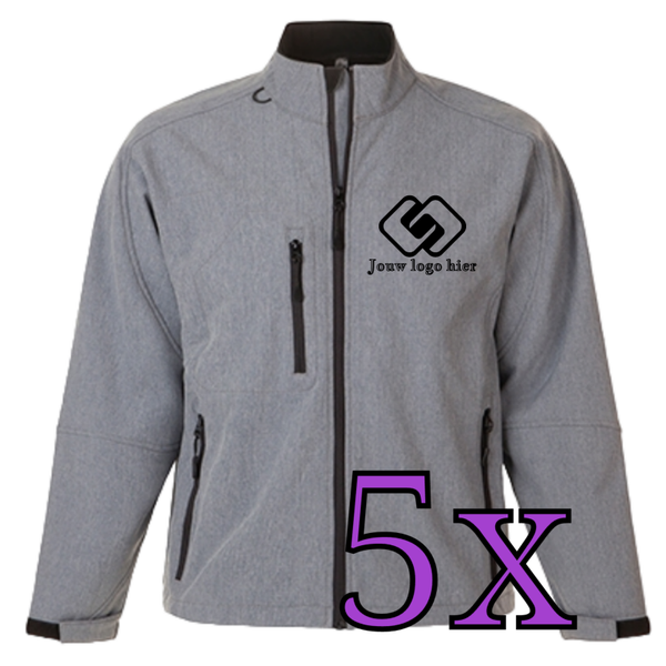 5x Sol's Relax/Roxy softshell jas bedrukt met borstlogo