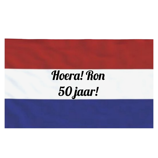 Bedruk Nederlandse vlag met tekst naar keus