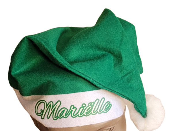 Groene kerstmuts met naam of tekst