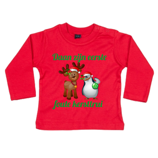 Baby/dreumes kerst longsleeve gepersonaliseerd