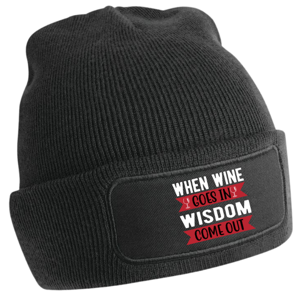 Beanie when wine goes in