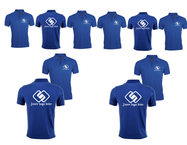 10x Sol's Prime poloshirt bedrukt met borstlogo en groot ruglogo