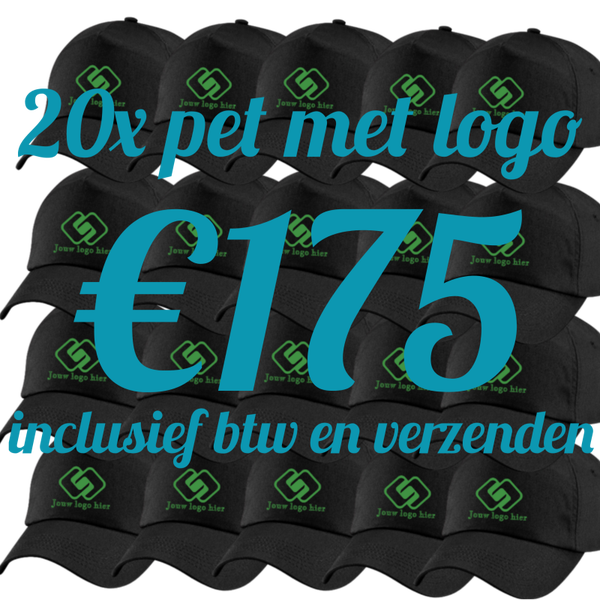 20x 5 panel pet bedrukt met logo.