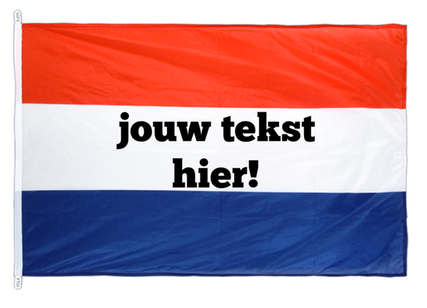 Nederlandse vlag bedrukt met tekst