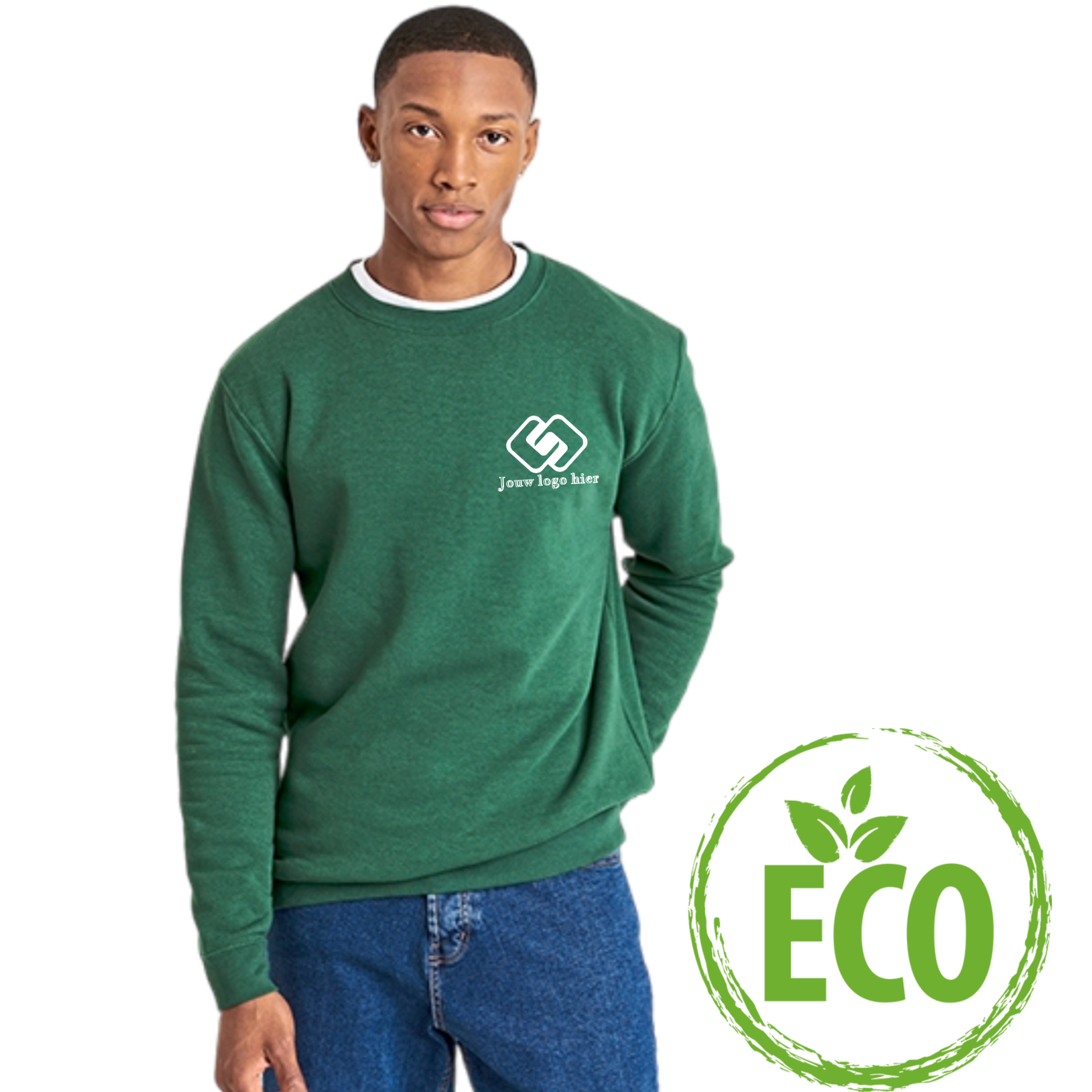 Ecologische Justhoods sweater bedrukt met logo