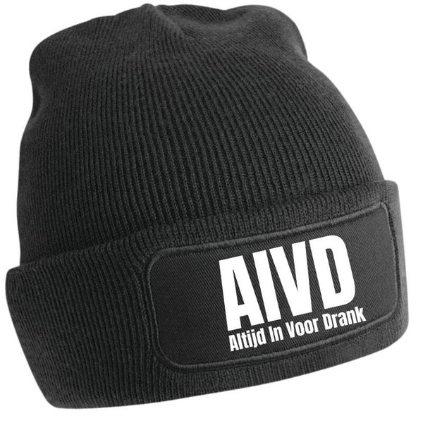 Zwarte AIVD (Altijd In Voor Drank) Beanie