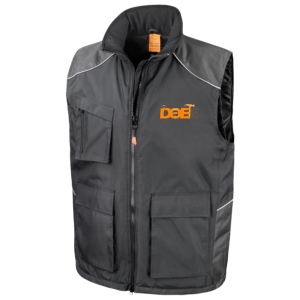 Vostex bodywarmer bedrukt met borstlogo en groot ruglogo