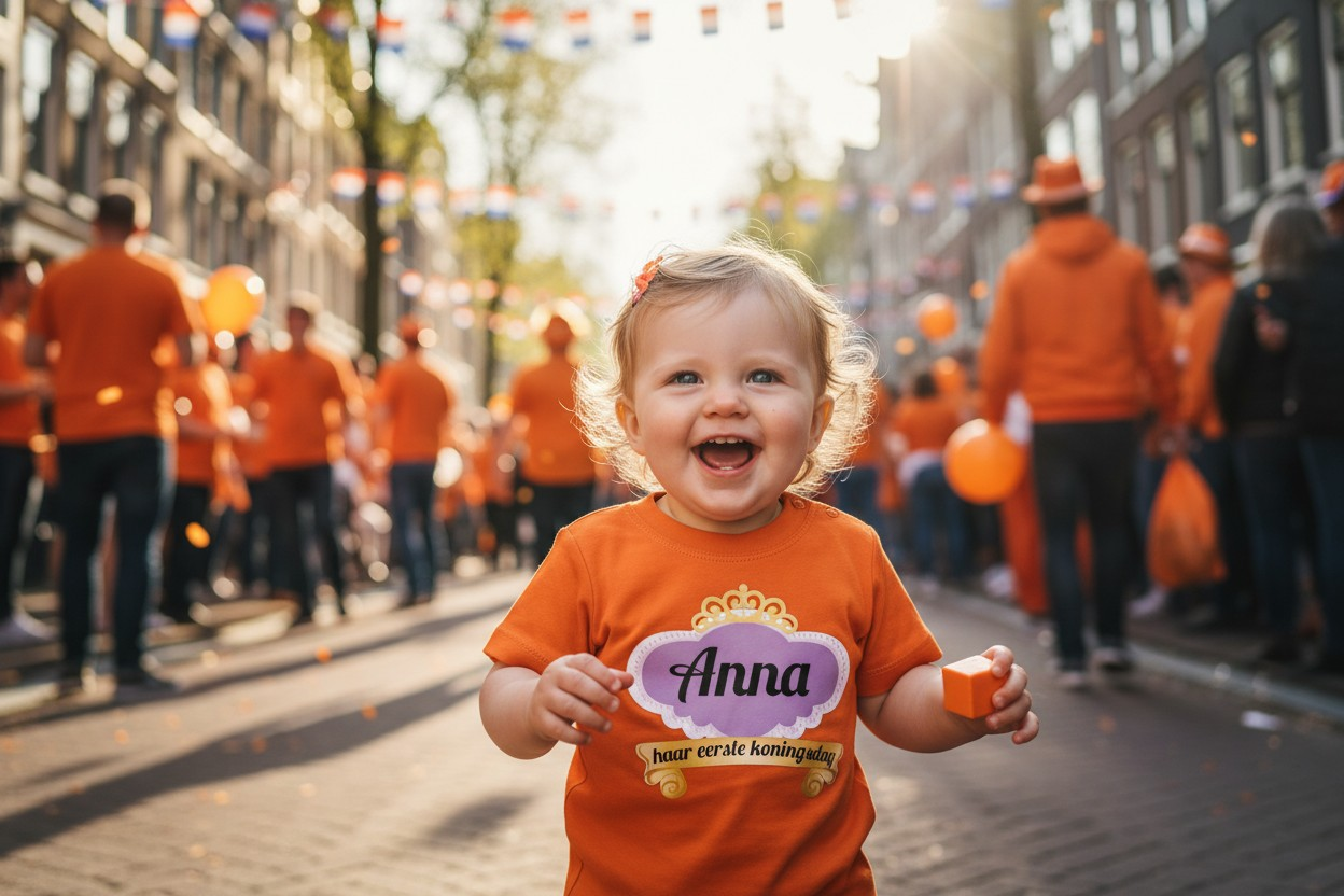 gepersonaliseerd baby shirt haar eerste koningsdag