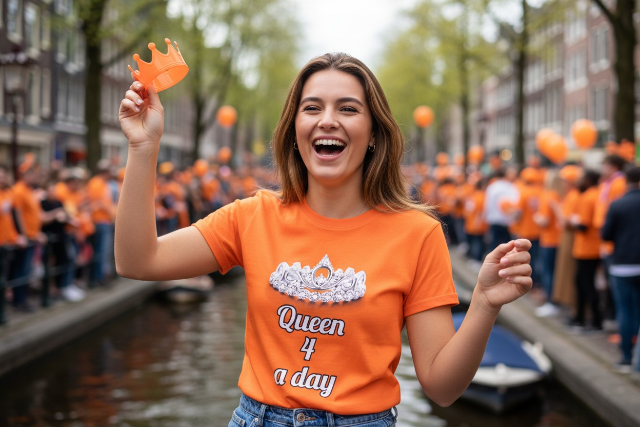 Koningsdag damesshirt Queen for the day