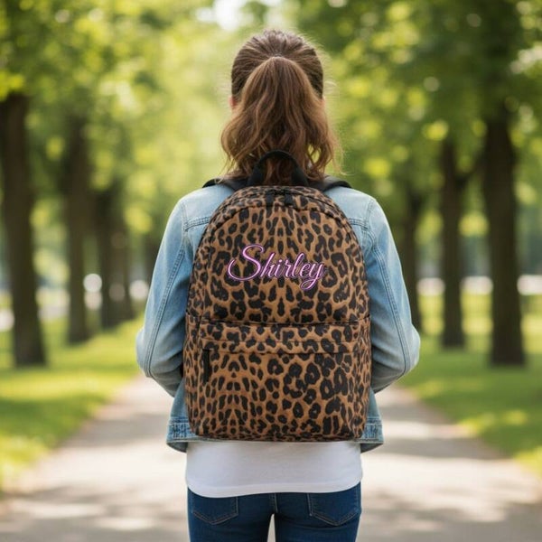 Bagbase Luipaard print mini backpack gepersonaliseerd bedrukt met naam