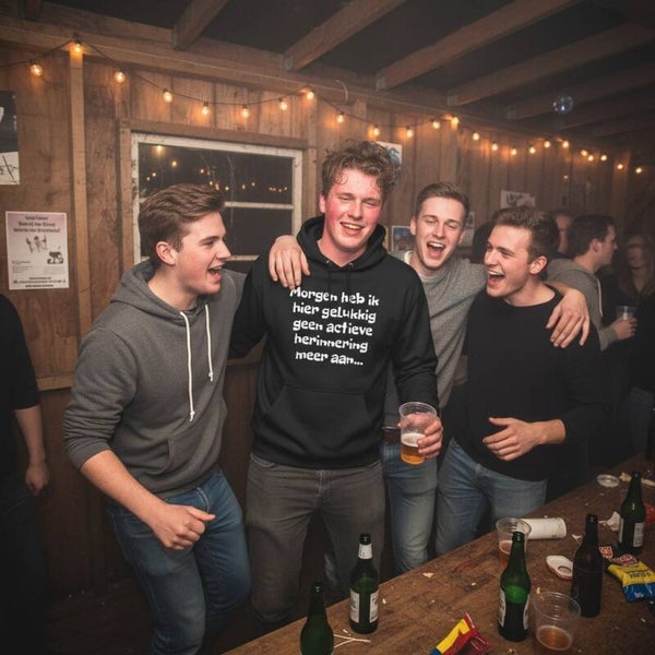 Zwarte hoodie Morgen heb ik hier geen actieve herinnering meer aan