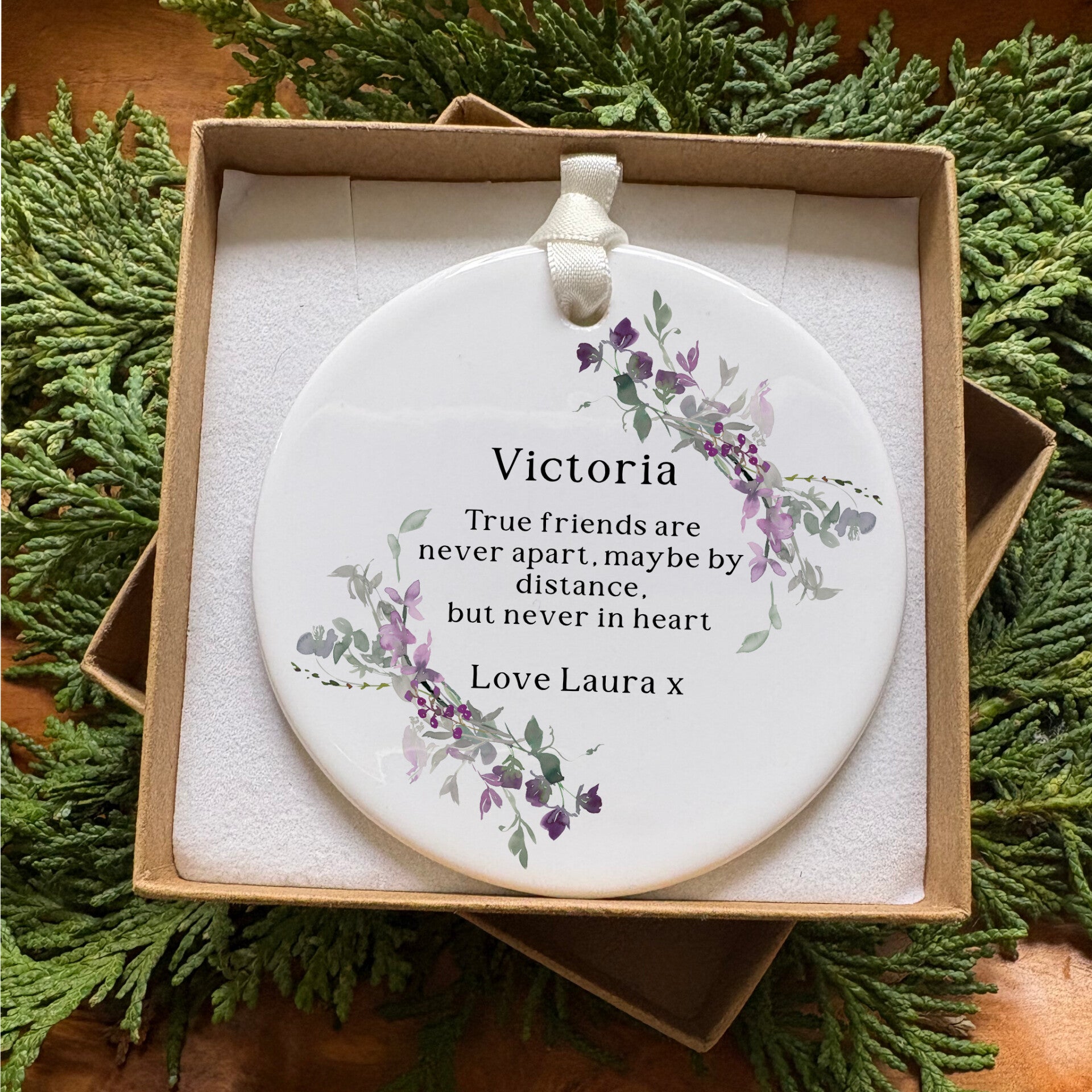 Personalised Ceramic Keepsake - Purple Wildflower Gift