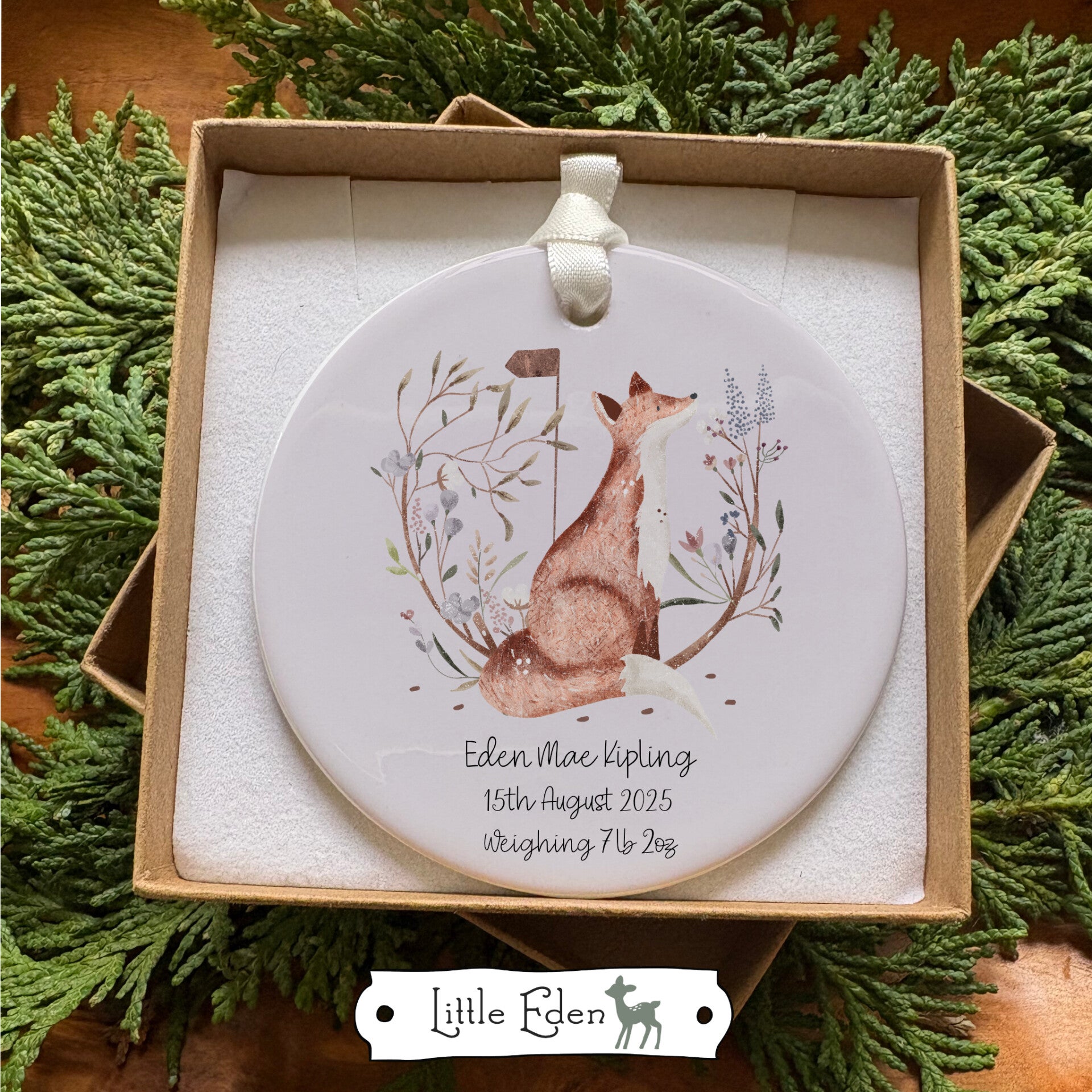 New Baby Ceramic Keepsake - Rustic Fox