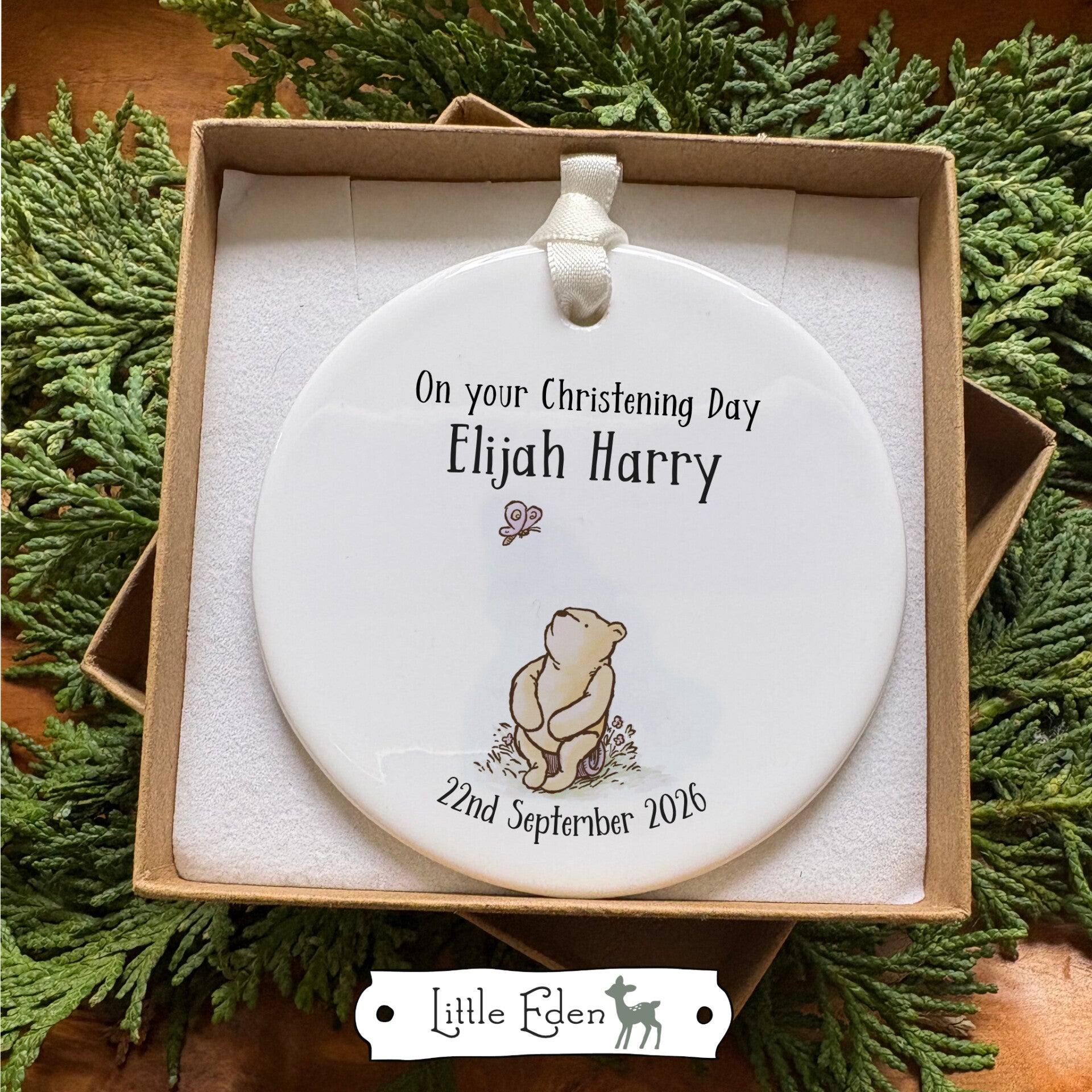 Personalised Ceramic Christening Keepsake - Vintage Winnie Design