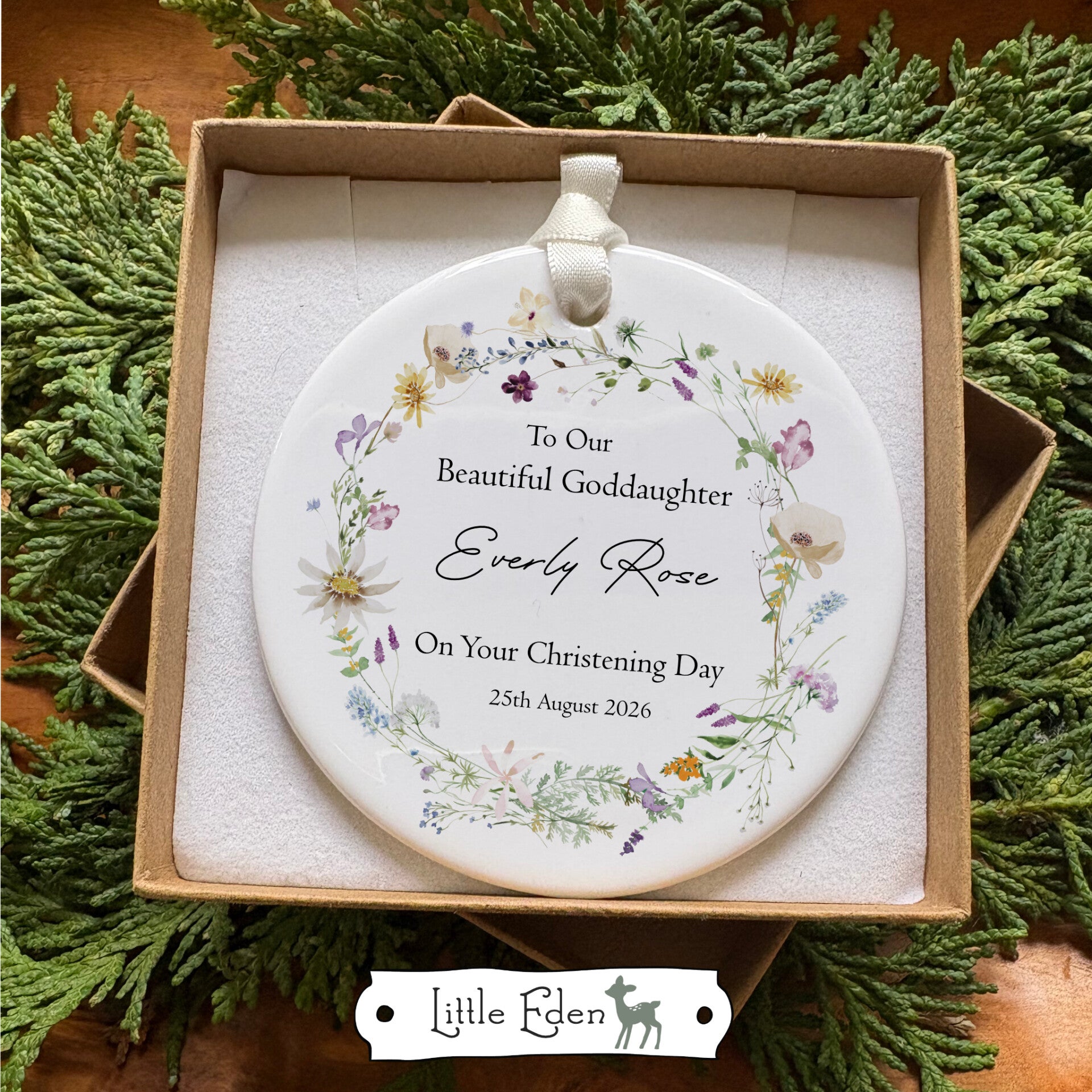 Personalised Christening Keepsake - Wildflower Design