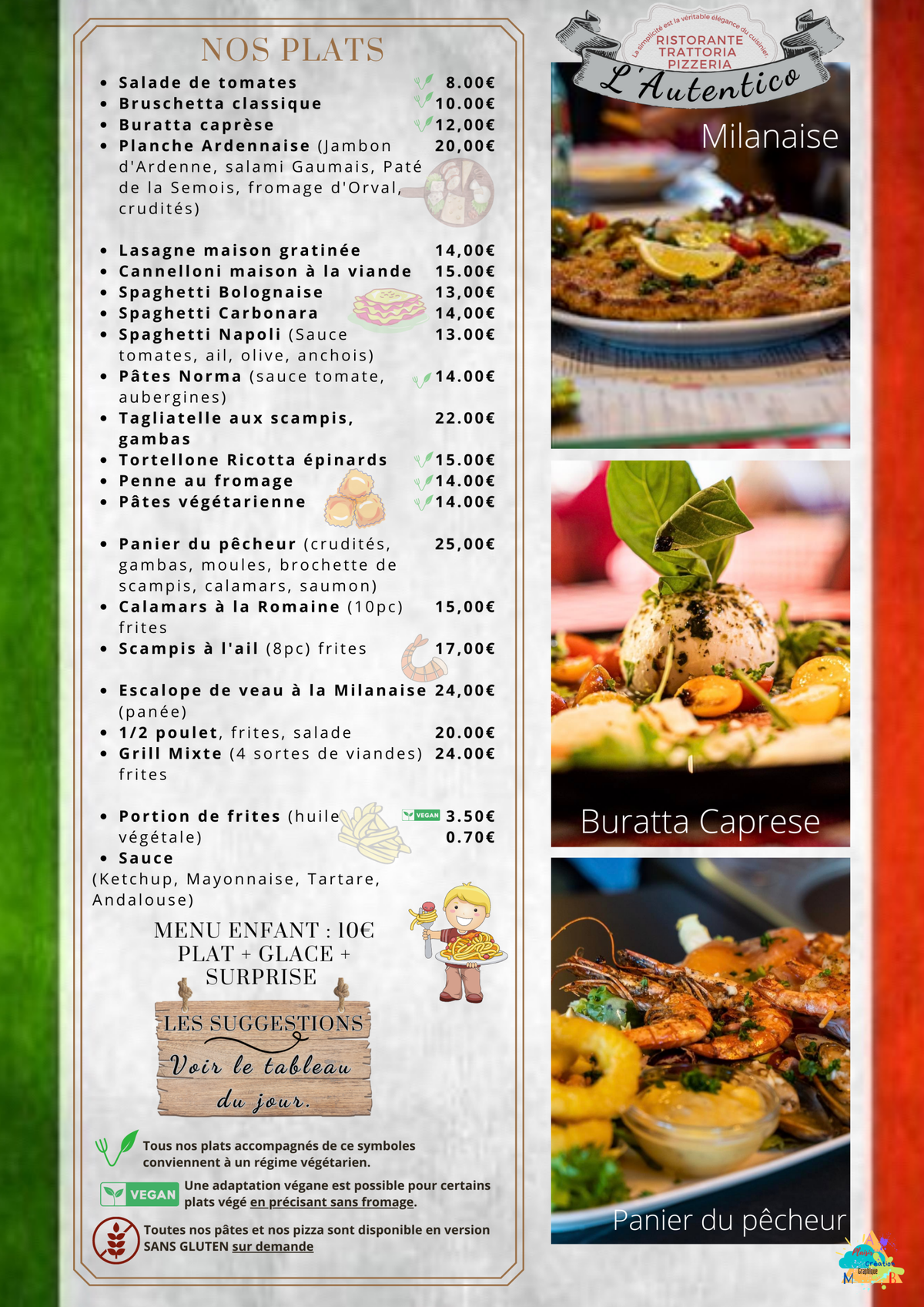 Menu Autentico La carte | L'autentico