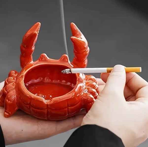 Charmante keramische krab asbak met deksel