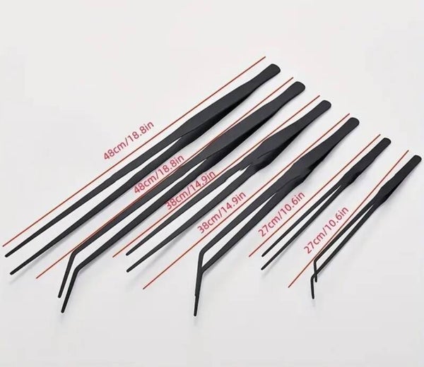 RVS zwarte aquarium pincet recht of gebogen 27-38-48 cm