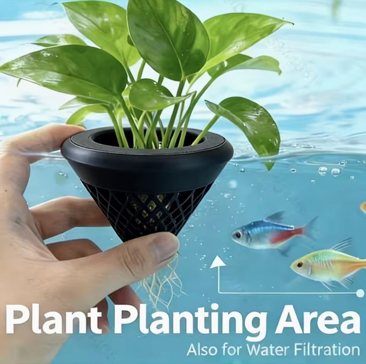 Aquarium plantenmand – Beschermende hydroponische houder drijvend