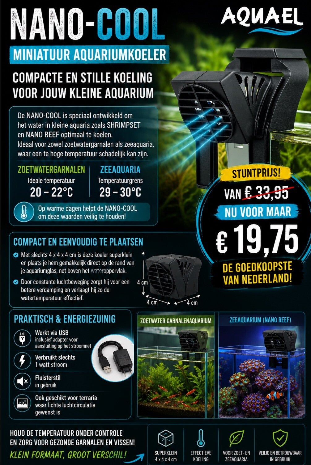 AquaEL Minikoeler NANO-COOL - Aquarium ventilator