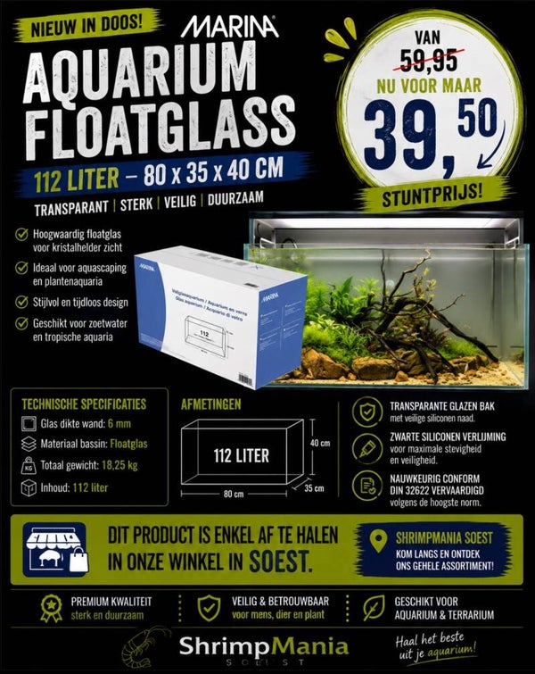 MARINA  Aquarium Floatglass 112 Liter – 80x35x40 cm