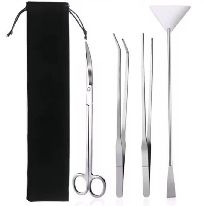 Aquarium RVS gereedschap set 4 delig met opbergtas