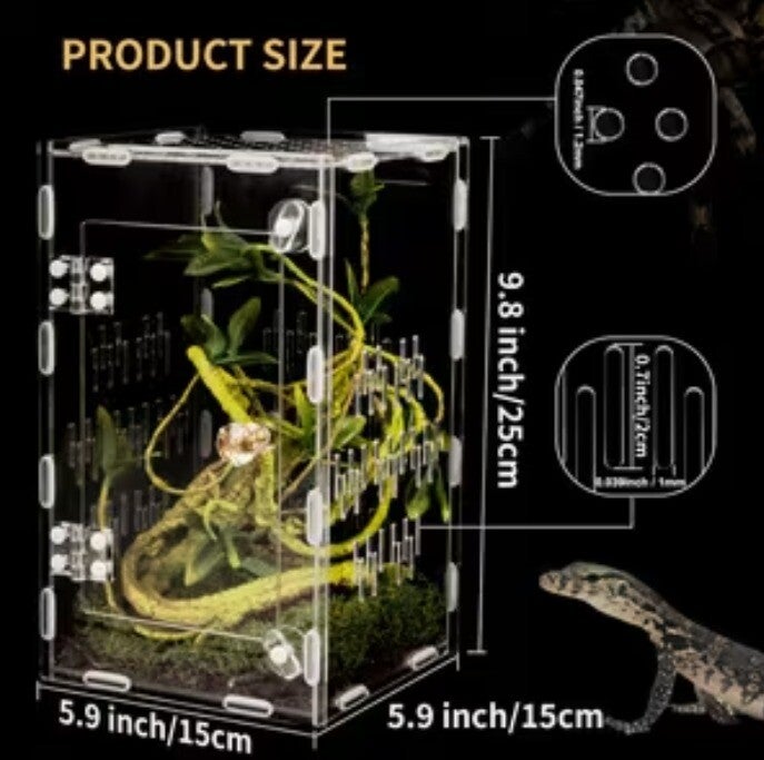 Acryl terrarium met vooropening – 15 × 15 × 25 cm