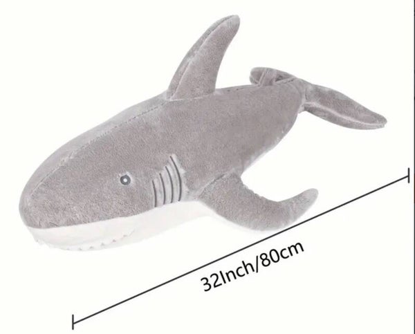 Pluche grote, zachte aaibare haai van 80 cm breed!