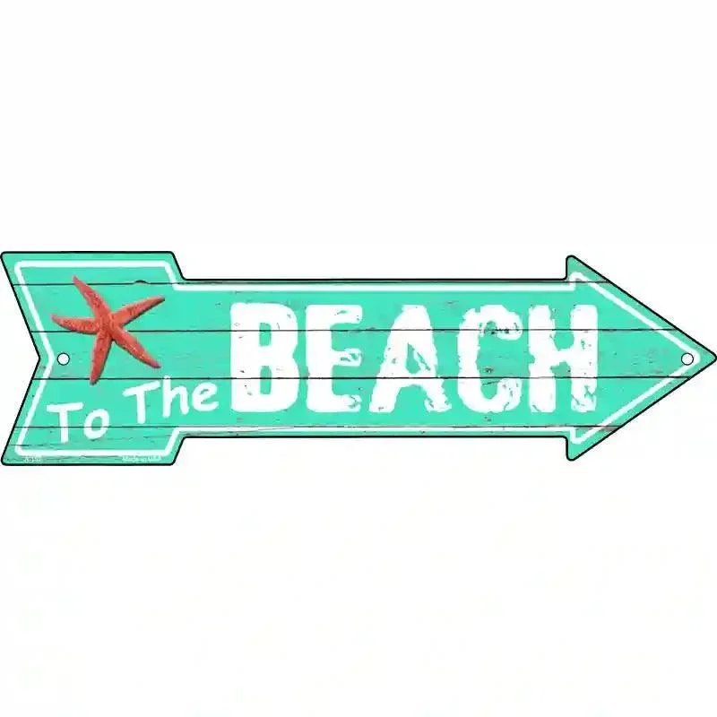 To The Beach Novelty Metal Arrow Sign
