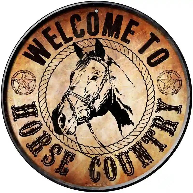 Horse Country Novelty Metal Circular Sign