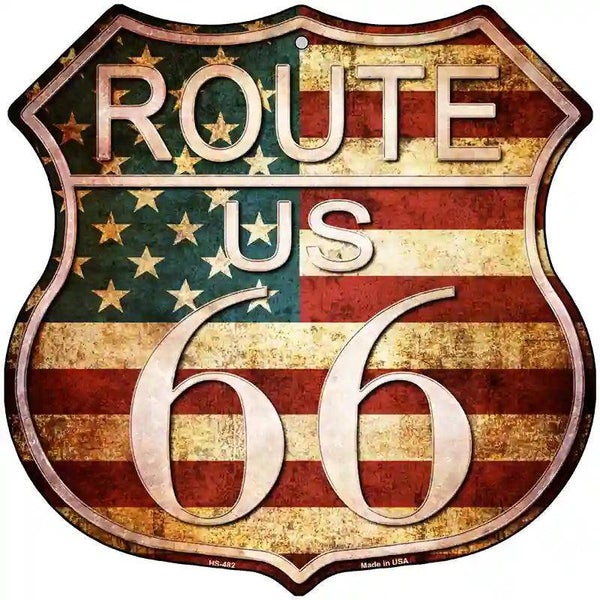 Route 66 American Vintage Metal Novelty Highway Shield Sign