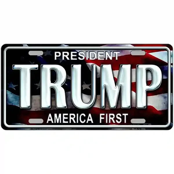 Trump America First Metal Novelty License Plate