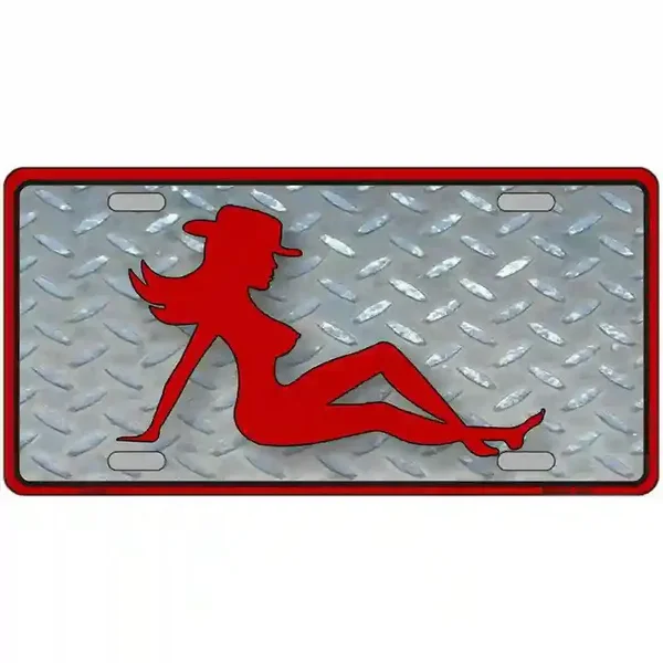 Cowgirl Mud Flap Novelty Metal License Plate