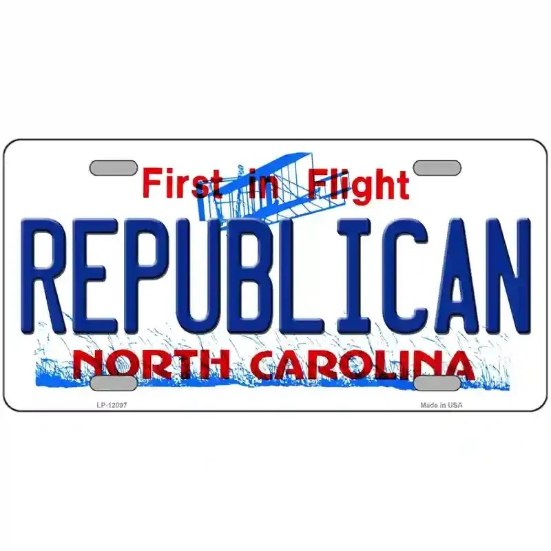 Republican North Carolina State Novelty Metal License Plate