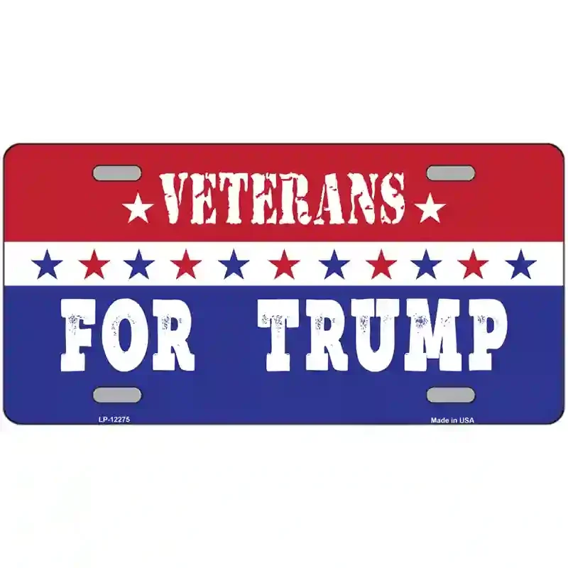 Veterans For Trump Novelty Metal License Plate