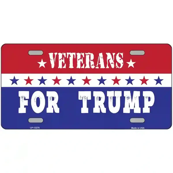Veterans For Trump Novelty Metal License Plate
