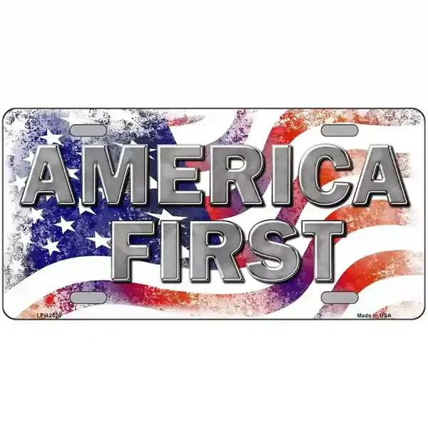 America First Novelty Metal License Plate