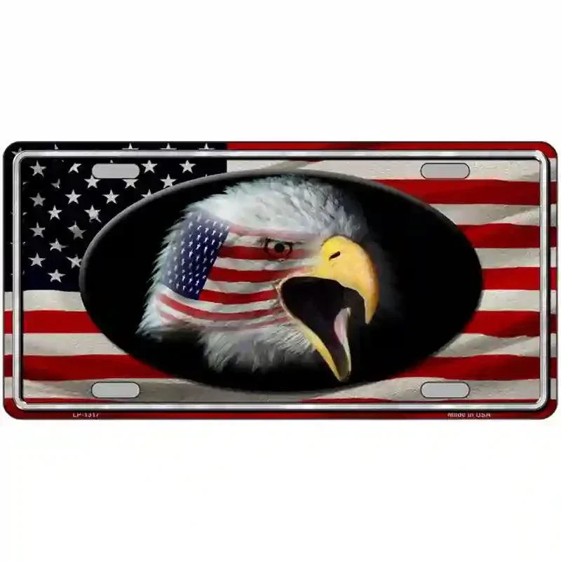 American Flag Eagle Novelty Metal License Plate