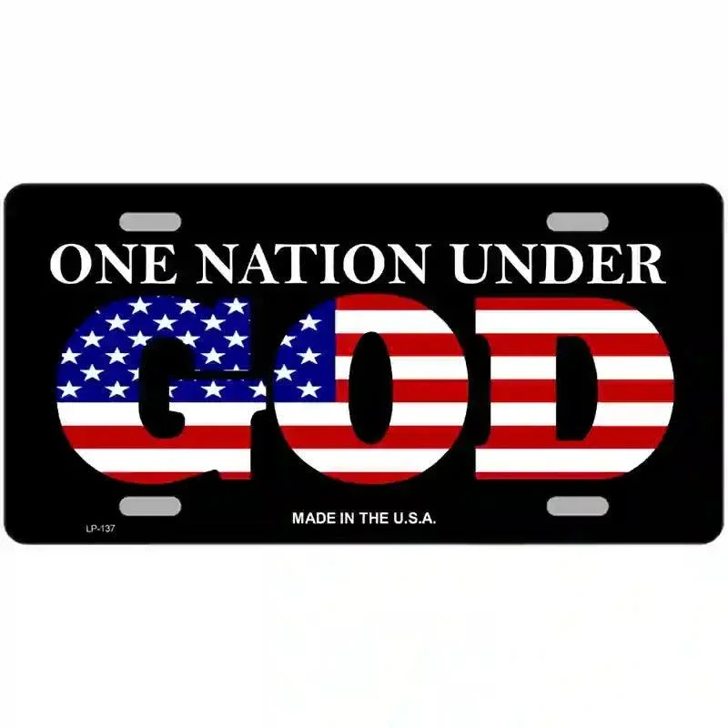 One Nation Under God Metal Novelty License Plate